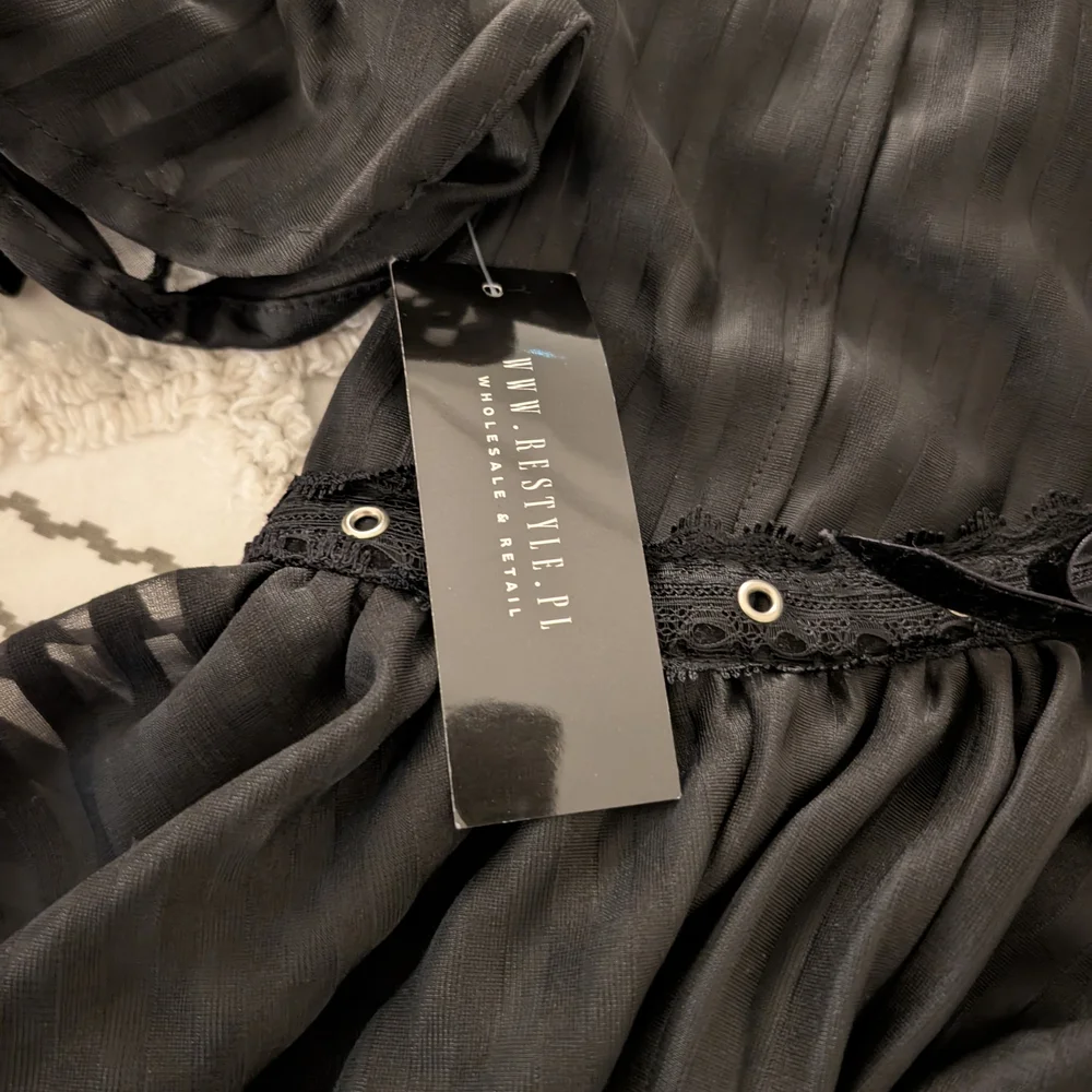 Black Mini Dress with Eyelet Details - Picture 4 of 6